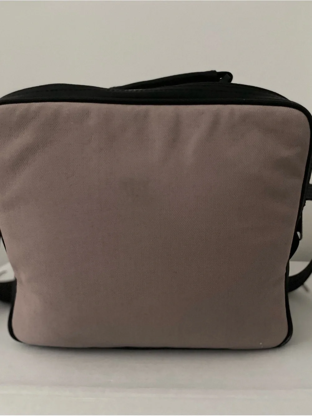 Canvas Crossbody Bag Gray with Black Trim. 11”x7”. Perfect Overnight. Camera Bag